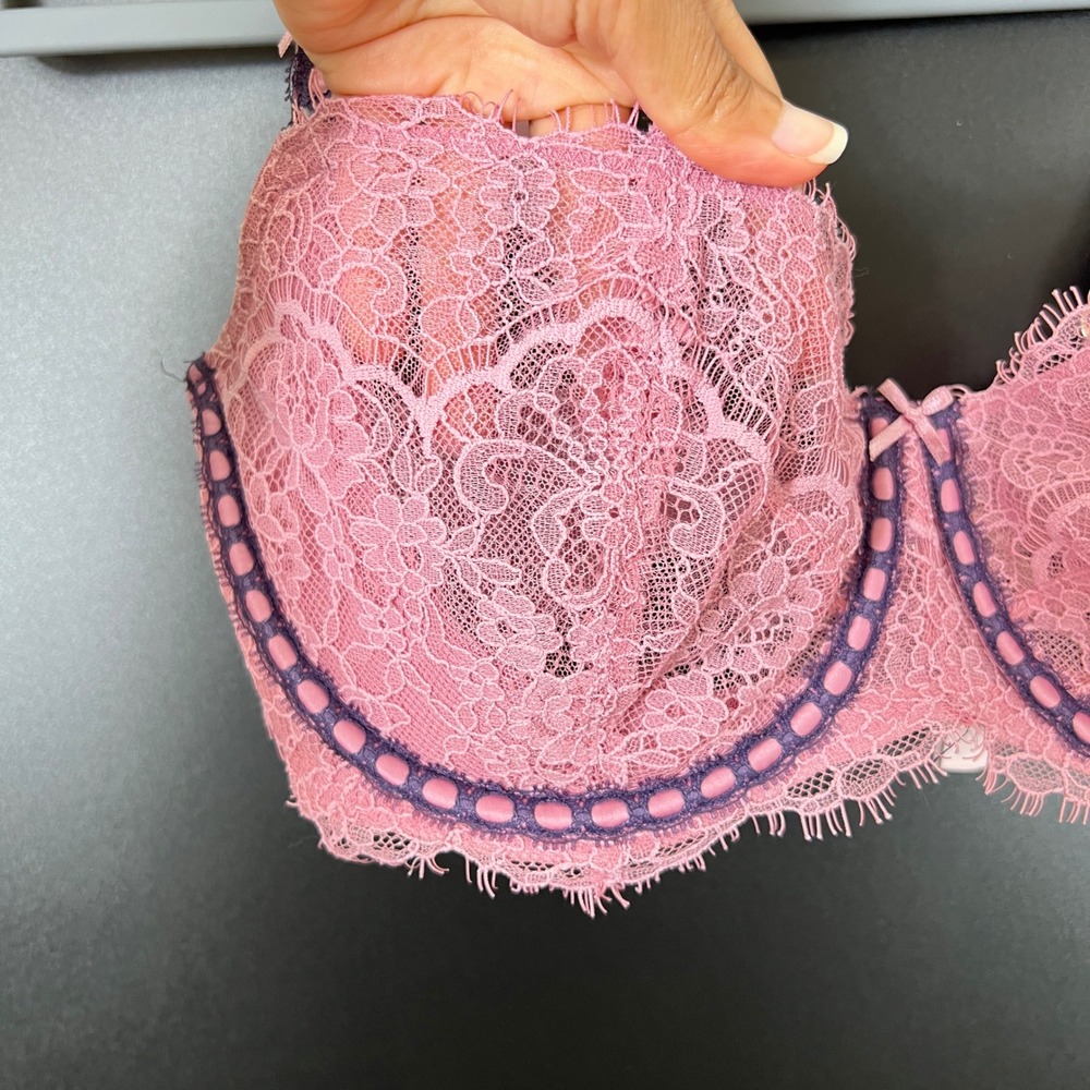 Victoria's Secret Dream Angels Pink Lace Bra 36D Fairy Coquette - Picture 2 of 10